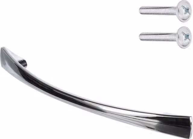 Tirador para muebles RiexTouch XH09 de tipo barra en zamac color plata con acabado cromo pulido, Ancho: 128 mm