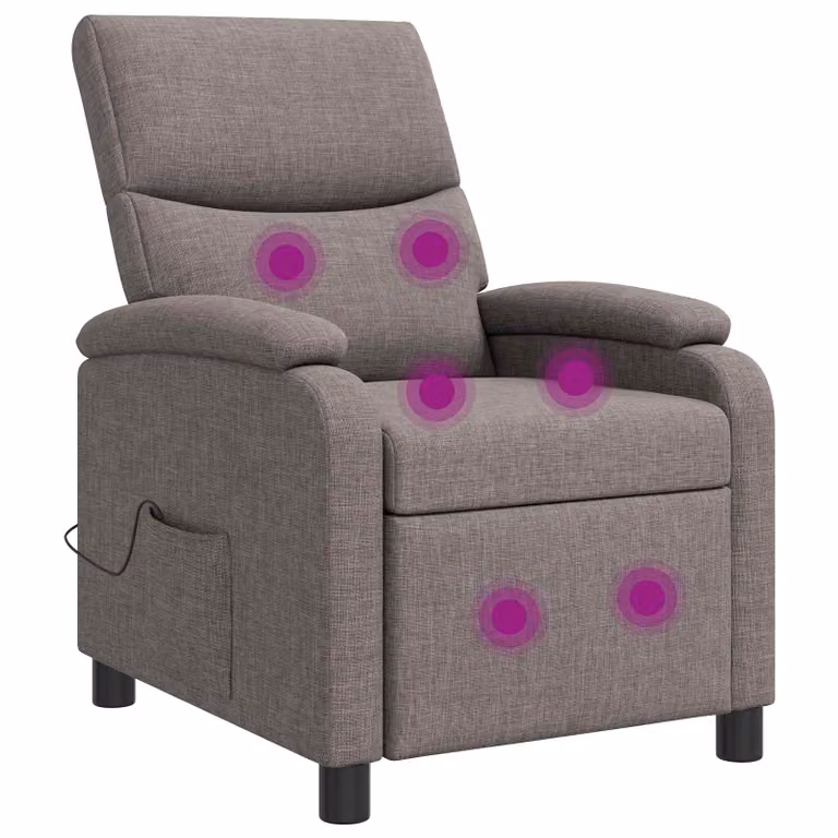 Silla de masajes reclinable vidaXL en tela gris con reposabrazos para adultos