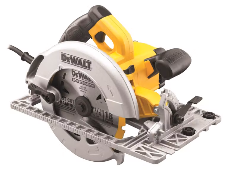 Sierra circular manual DeWalt DWE576K de 1600 W con disco de 190 mm en color amarillo