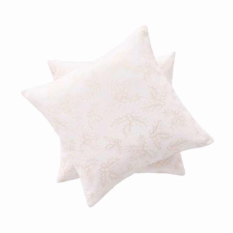 Lote de 2 fundas de cojín de Navidad Gamusi en jacquard de algodón, color blanco y oro, 45 x 45 cm