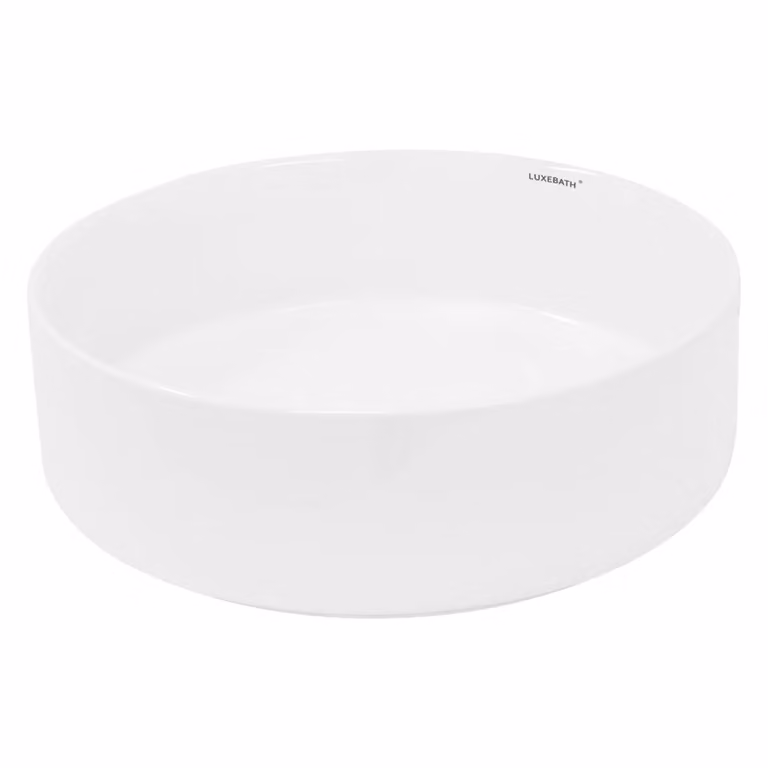 Lavabo de sobremesa redondo de cerámica blanca ECD Germany An/P/Al: 35,5 x 12,0 x 35,5 cm