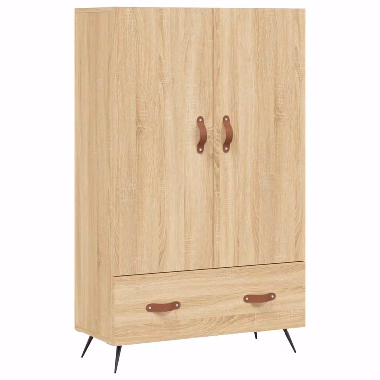 Aparador alto moderno vidaXL en madera de ingeniería roble Sonoma, color beige, An: 69,5 cm, P: 31 cm, Al: 115 cm