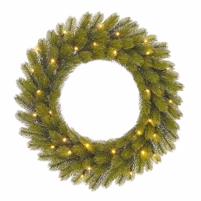 Corona decorativa de Navidad Nigata de Black Box Trees, color verde, forma redonda, An/P: 60 x 60 cm, Al: 12 cm