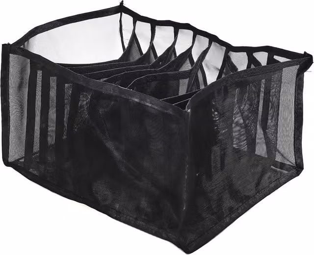 Organizador de cajones con divisor de plástico Intesi en color negro para dormitorio