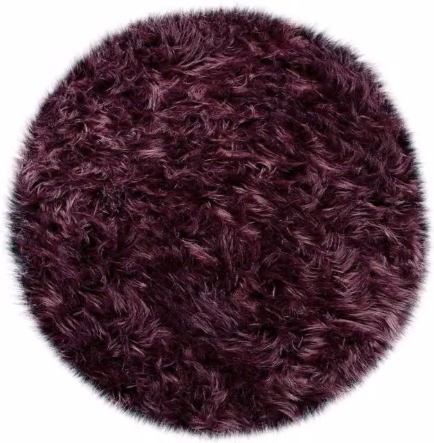 Alfombra de pelo largo Playara violeta, diseño redondo de fibras sintéticas, Diámetro: 120 cm