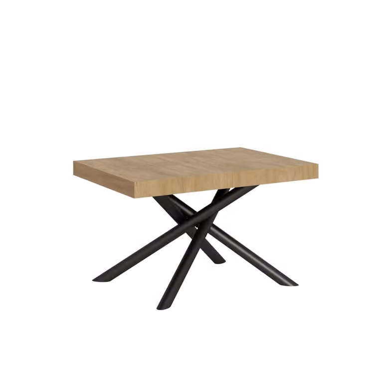 Mesa extensible Fama de roble natural y estructura de hierro antracita An/P/Al: 90 x 130 x 77 cm (extensible hasta 234 cm)