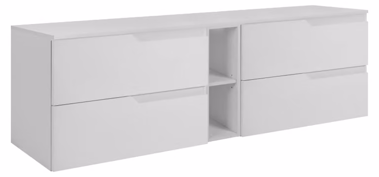Juego de muebles bajos para baño 3E 3xE living.com, color blanco brillante, An/P/Al: 180 x 46 x 58 cm