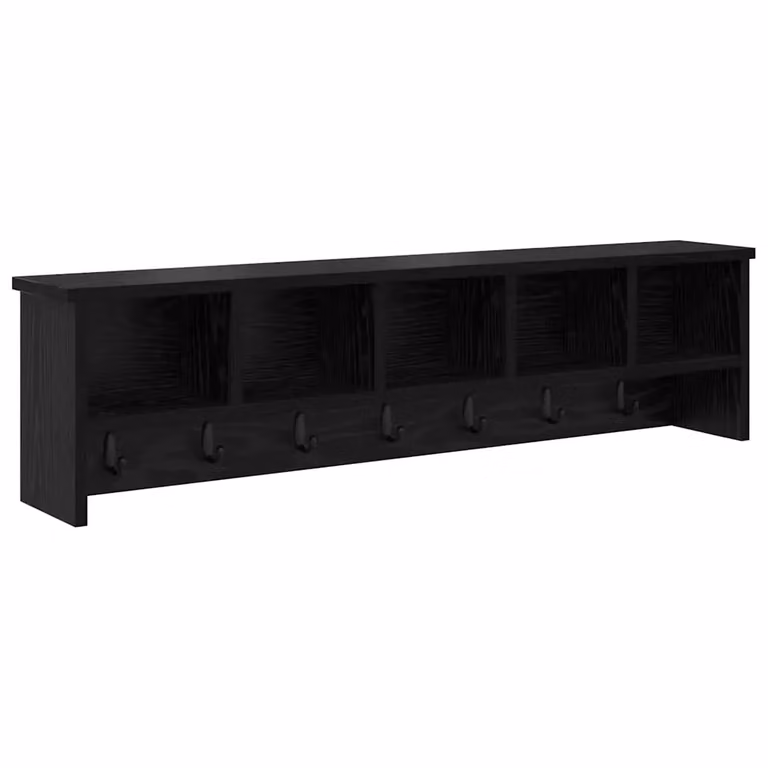 Perchero de pared moderno vidaXL en roble negro con ganchos distribuidos para hogar u oficina