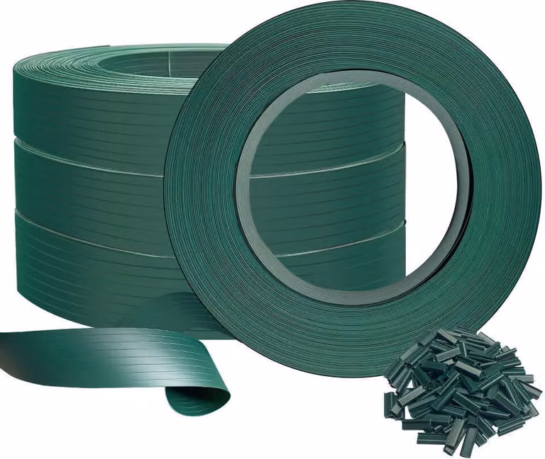 Barrera de protección para vallas de doble alambrada VOUNOT de PVC color verde, 300 m x 4,7 cm con clips de sujeción