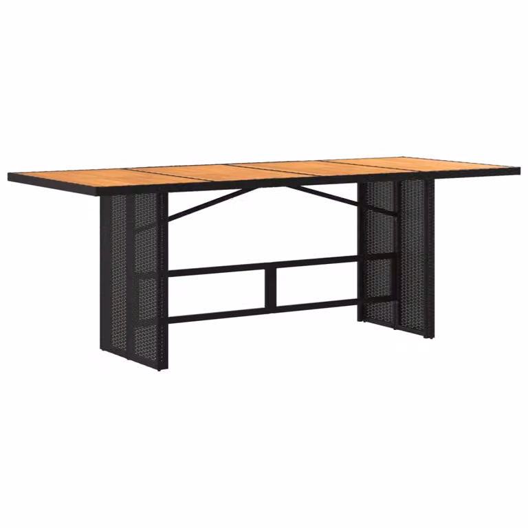 Mesa de jardín Syfax rectangular extensible con superficie de madera de acacia y ratán marrón An/P/Al: 190 x 80 x 75 cm