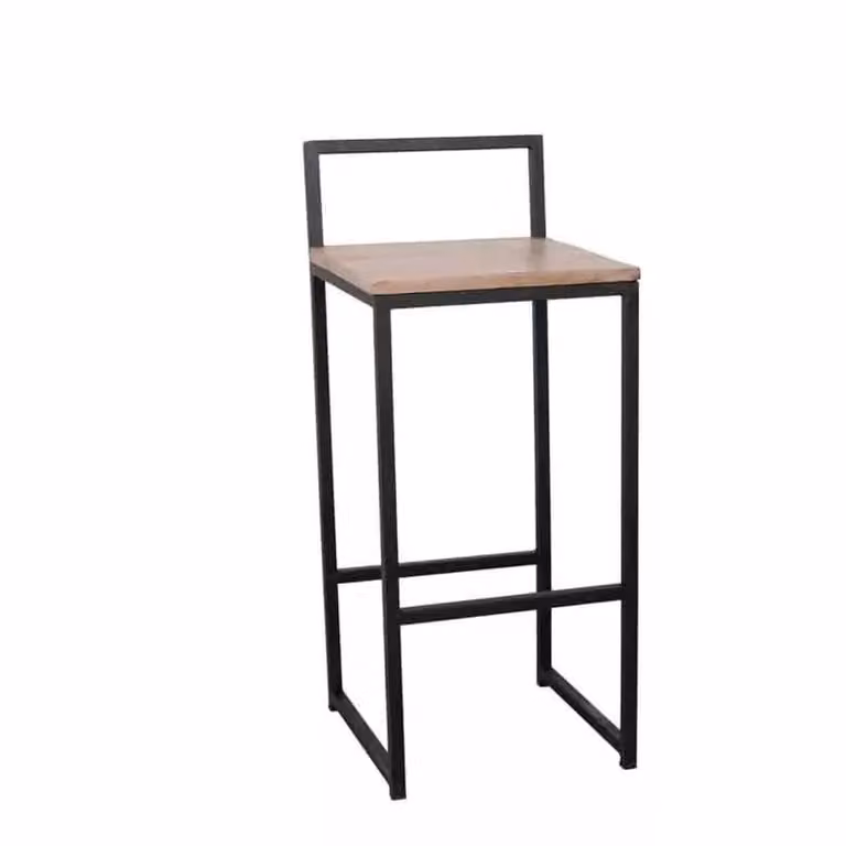 Taburete alto de estilo industrial Decorshopping Muebles con reposapiés en metal y madera color negro y marrón