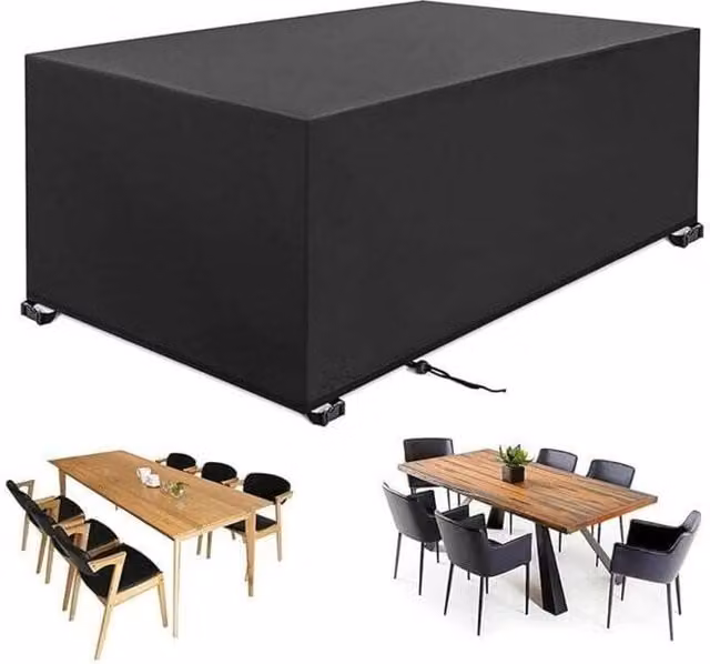 Funda impermeable para muebles de jardín Trimec de color negro, fabricada en tela Oxford 420D resistente al viento y rayos UV, An/P/Al: 180 x 120 x 74 cm