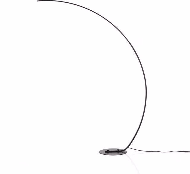 Lámpara de pie de arco Nampa en aluminio negro mate con LED para tu hogar o despacho, Altura: 175 cm