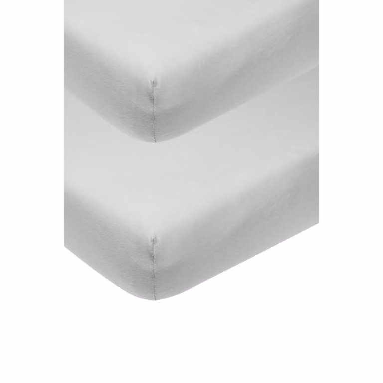 Pack de 2 sábanas bajeras ajustables de algodón jersey para cuna Meyco, color gris claro, 60 x 120 cm
