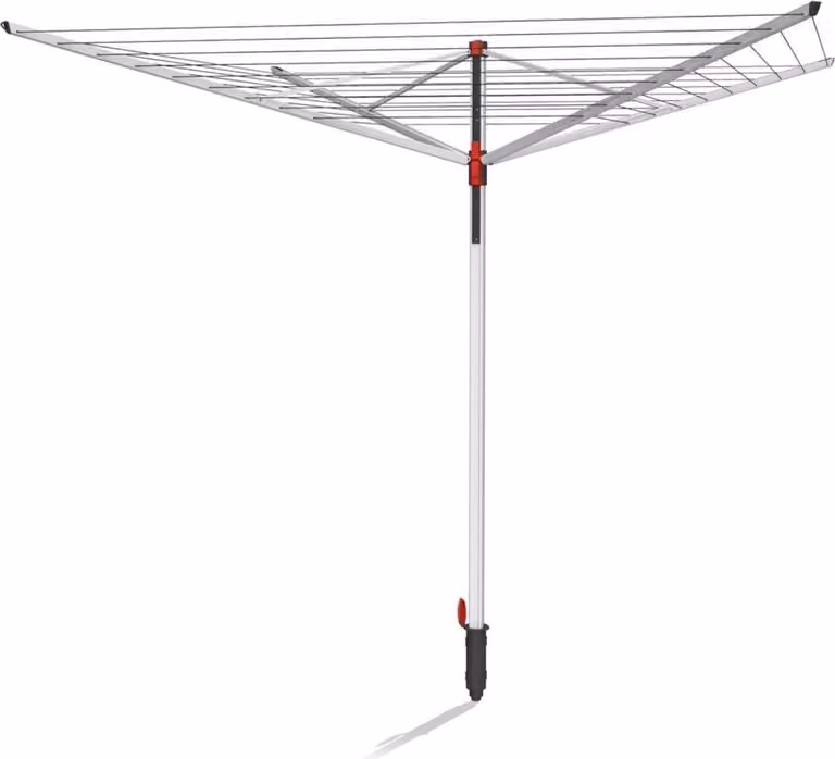 Tendedero giratorio de jardín Vileda Sun Lift en aluminio color blanco y negro con 50 m de cuerda y estaca de suelo