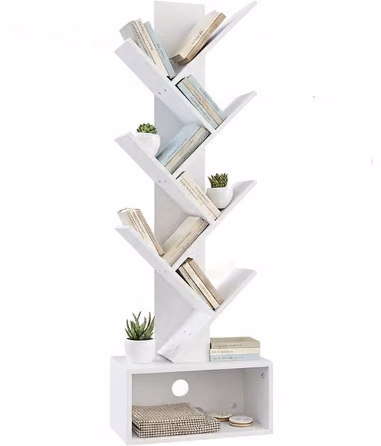 Estantería de escalera Relaxdays de 6 niveles en color blanco para salón, dormitorio u oficina, con diseño moderno de madera MDF, Al x An x P: 113 x 38 x 20 cm