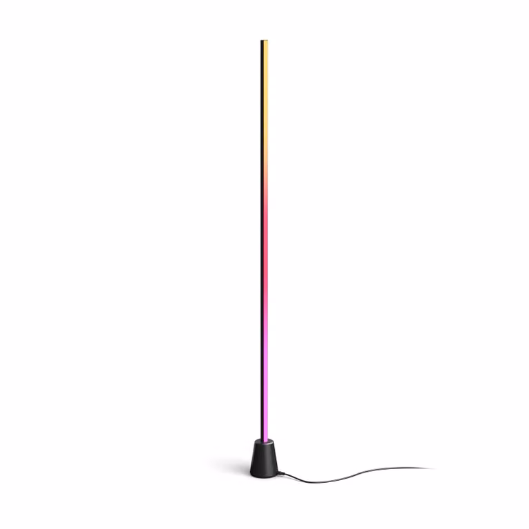 Lámpara de pie Philips Hue White & Color Ambiance Play en color negro con tecnología LED multicolor y estructura de metal para salón