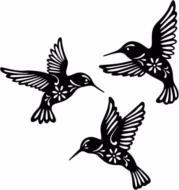 Set de 3 Esculturas de Pared de Metal XISRENS con Diseño de Pájaros en Hierro Forjado Negro para Decoración de Interiores y Jardín
