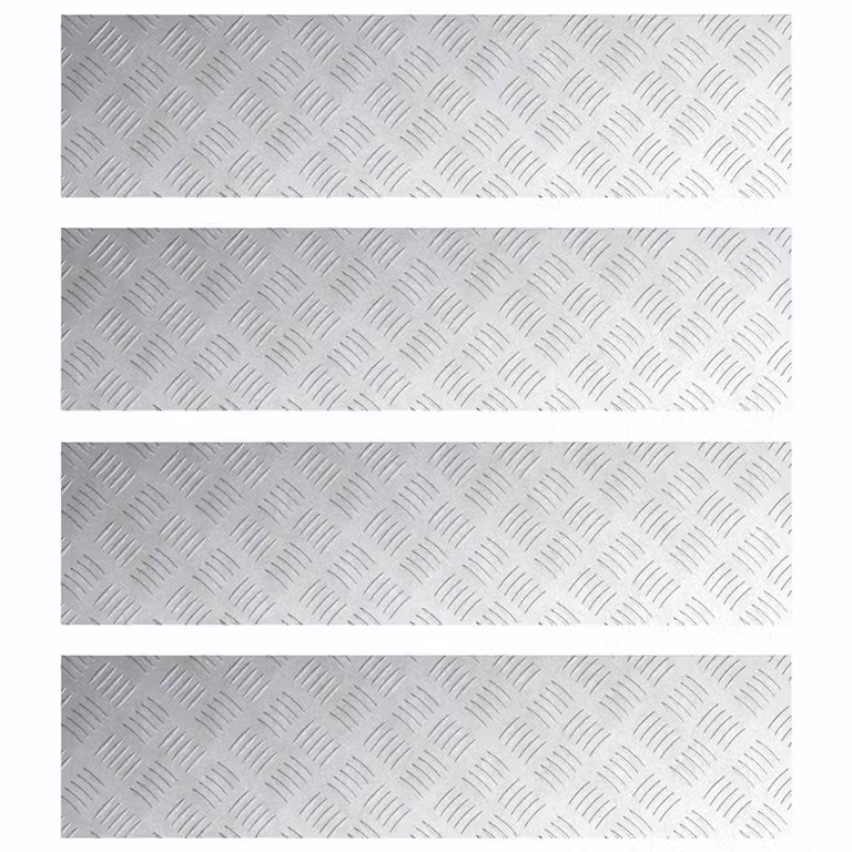 Set de 4 peldaños rectangulares vidaXL de aluminio plateado, An/P: 100 x 25 cm