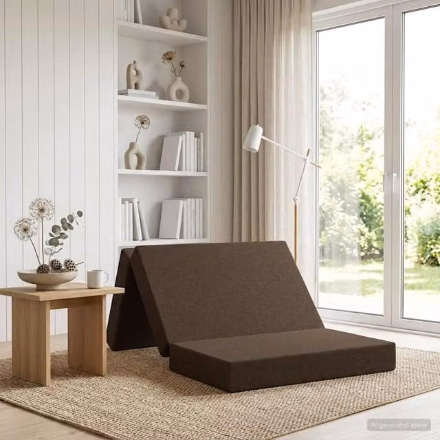 Sofá cama plegable vidaXL en color gris topo con tapicería de tela y relleno de espuma, An/P/Al: 100 x 67 x 45 cm