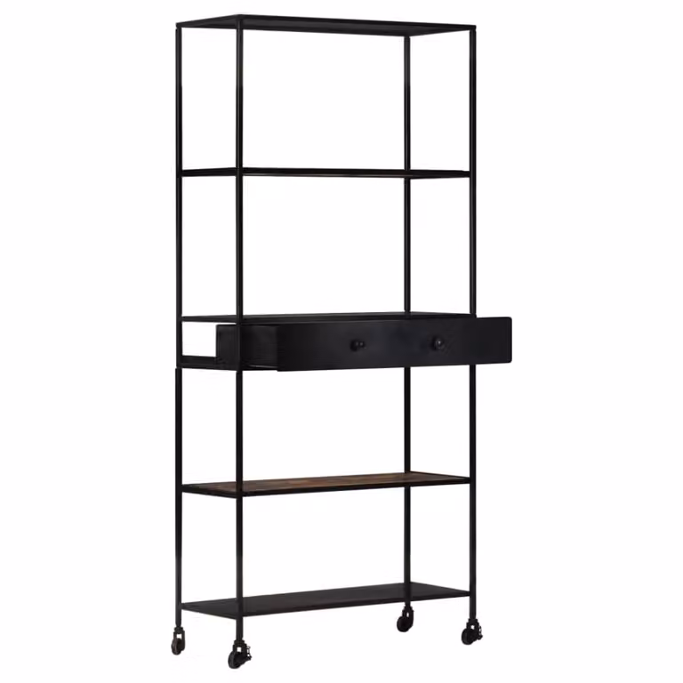 Estantería industrial Maison Chic de madera de mango y hierro en marrón y negro An/P/Al: 80 x 35 x 180 cm