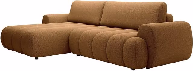 Sofá rinconera convertible Fridora de Vente-unique con orientación izquierda, tapizado en tela color amarillo y estructura de madera sólida, An/P/Al: 272 x 130 x 81 cm