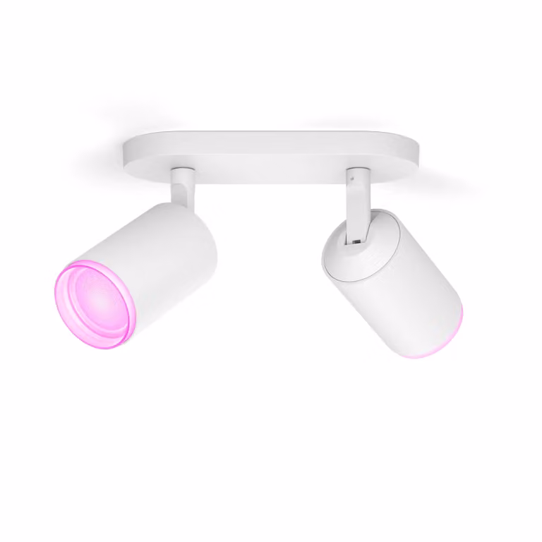 Philips Hue White & Color Ambiance Foco De Dos Luces Fugato LED de Superficie en Blanco con Tecnología Bluetooth y RGB