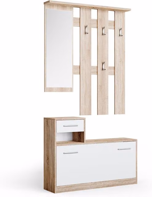 Perchero Vicco Billy blanco con acabado sonoma para adultos An/P/Al: 25 x 27,77 x 191 cm
