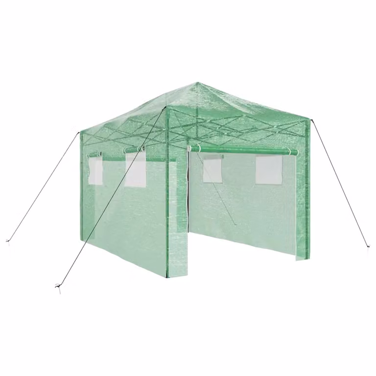 Invernadero con marco pop-up vidaXL de acero en color verde, An/P/Al: 410 x 280 x 315 cm