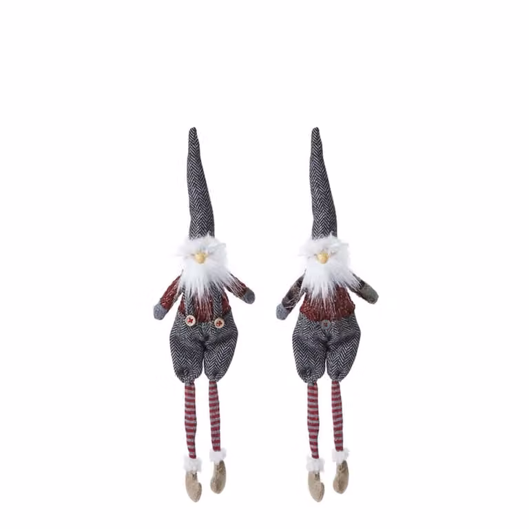 Set de 2 figuras colgantes de Papá Noel Sia Deco en colores rojo, gris, marrón y multicolor, Altura: 28 cm