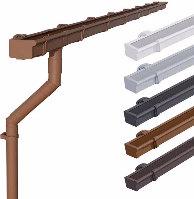 Set de 2 canalones rectangulares de plástico Inefa en color marrón de 3 m con 68 mm de sección