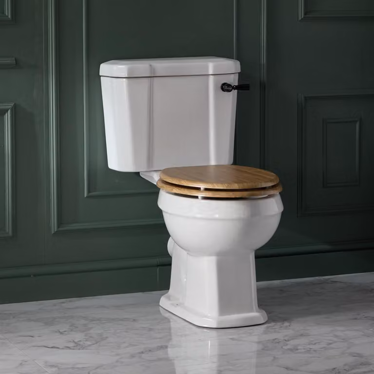 Inodoro de pie Hudson Reed en cerámica con cisterna y tapa de WC, disponible en blanco, negro o plata, An/P/Al: 47,4 x 72,4 x 82 cm