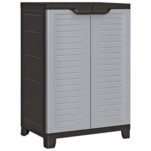 Armario de almacenamiento compacto Helloshop26 de plástico con 2 puertas y 3 estantes, color gris, An/P/Al: 65 x 45 x 97 cm