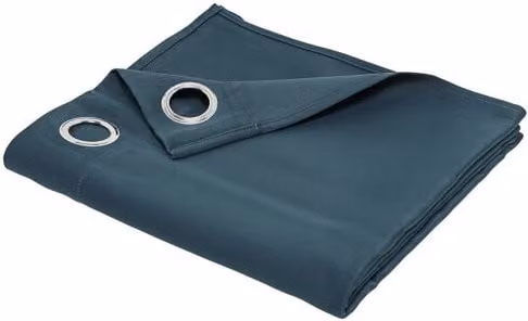 Cortina de panel Mevak Living en tejido Panamá de 100% algodón color azul petróleo