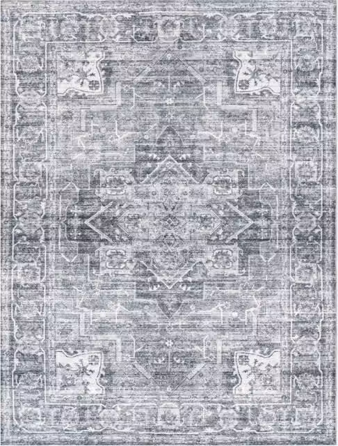 Alfombra lavable Cambria de estilo oriental y boho en gris y beige, An/P: 120 x 160 cm