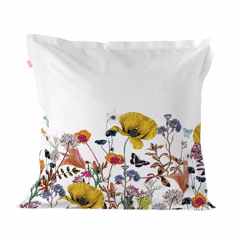Funda de almohada Happy Friday de algodón con diseño floral multicolor de 80x80 cm