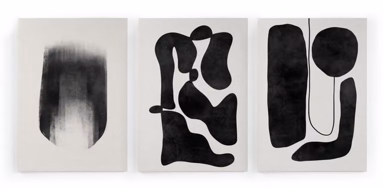 Set de 3 lienzos abstractos con formas gráficas Surdic en multicolor y negro, An: 60 cm, Al: 40 cm