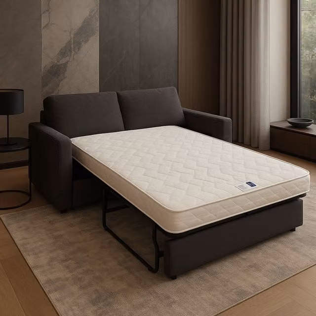 Colchón para sofá cama NUITS D'OR muy firme con protector, 5 zonas de confort y almohadilla de látex hipoalergénico, An/P/Al: 120 x 190 x 15 cm