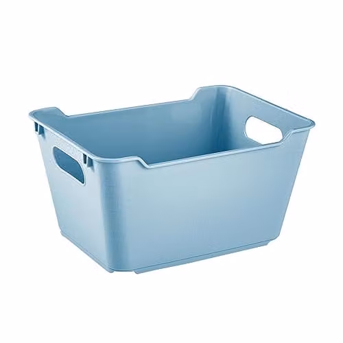 Caja de almacenamiento Lotta de Keeeper con asas, apilable, color azul, 1,8 l