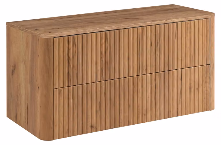 Mueble de baño moderno 3E 3xE living.com en color roble marrón con puertas y cajones de cierre suave, An/P/Al: 100,8 x 44,2 x 48,4 cm