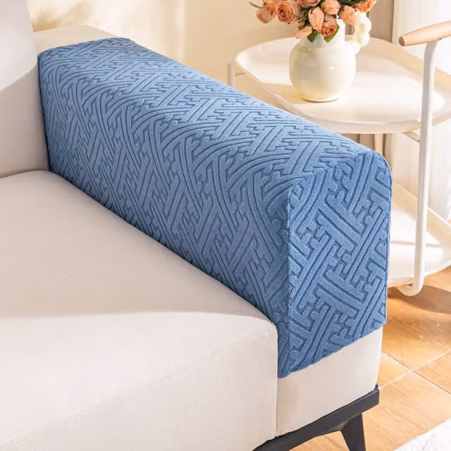 Juego de 2 fundas elásticas Gabrielle para sillones y sofás, protectores antideslizantes y resistentes a las manchas en azul