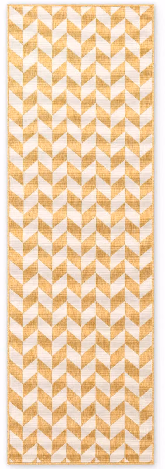 Alfombra de tejido plano Ted Baker Terrick con diseño moderno en color amarillo y blanco, An/P: 80 x 200 cm