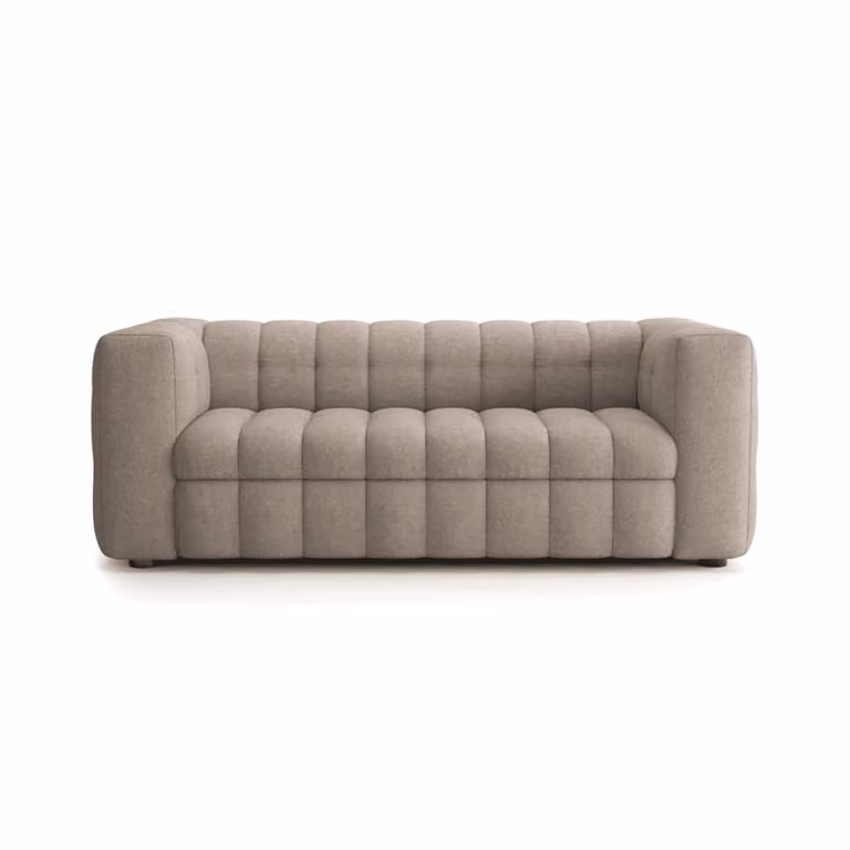 Sofá cama de 3 plazas Calicosy en tela beige con función de cama de 220 cm