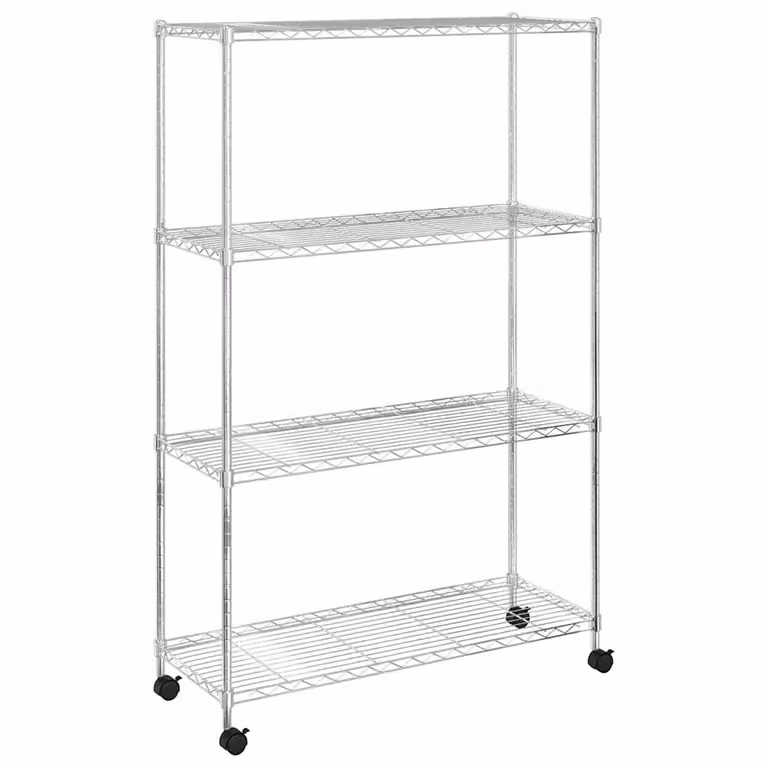 Estantería de 4 niveles con ruedas vidaXL en color plata, An/P/Al: 90 x 35 x 142 cm