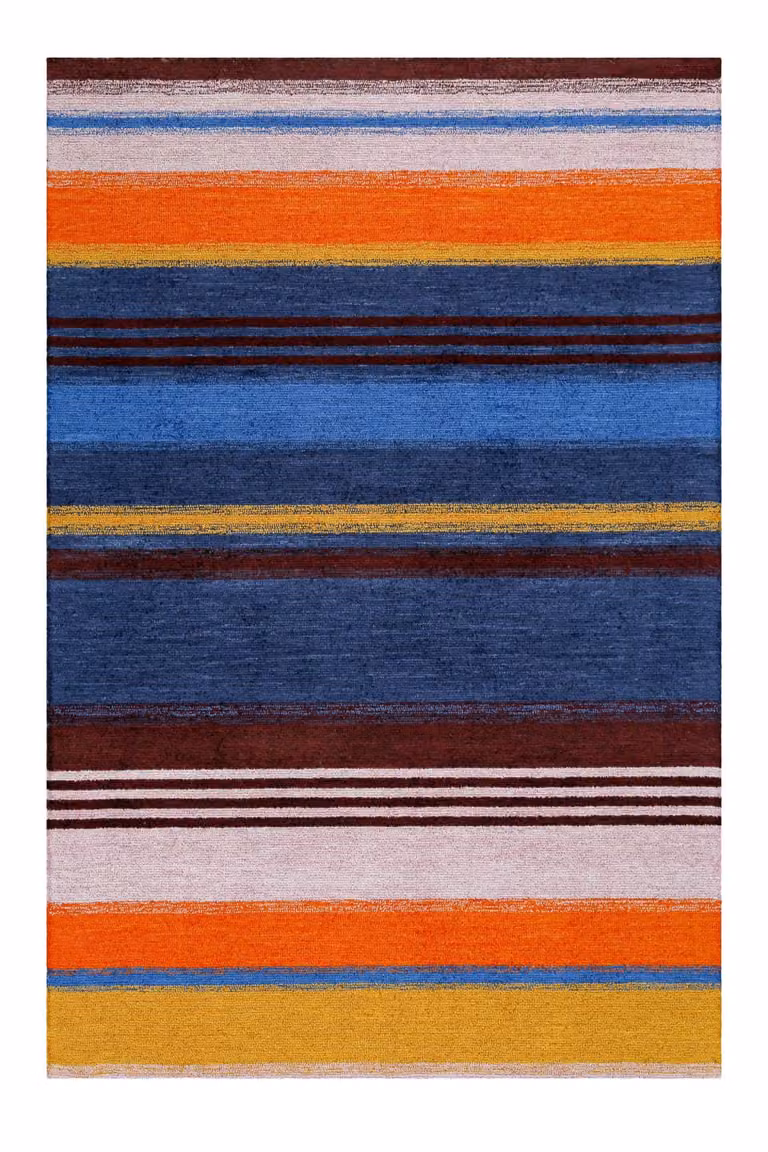 Alfombra rayada estilo vintage retro Wecon Home multicolor petrol An/P: 70 x 140 cm