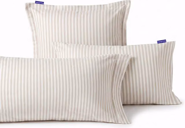 Pack de 2 fundas de almohada Happyfriday de algodón con diseño de rayas en beige y blanco, An/P: 50 x 75 cm