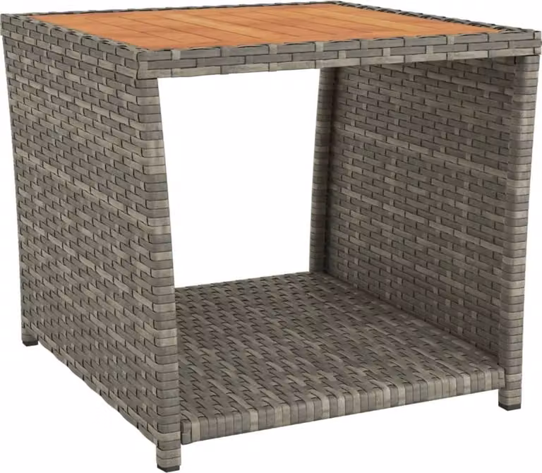 Mesita Syfax de ratán sintético y madera de acacia en color negro y gris An/P/Al: 45 x 40 x 45 cm
