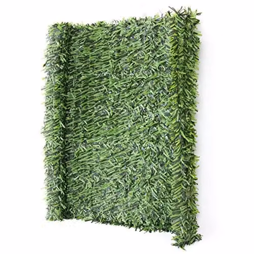 Cortina de protección para balcón y terraza Mendler con diseño de hojas, color verde, An/Al: 300 x 100 cm