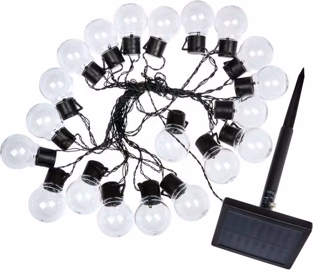 Guirnalda solar Smart Garden de luces LED con 20 bombillas redondas de color blanco cálido y longitud de 10 m