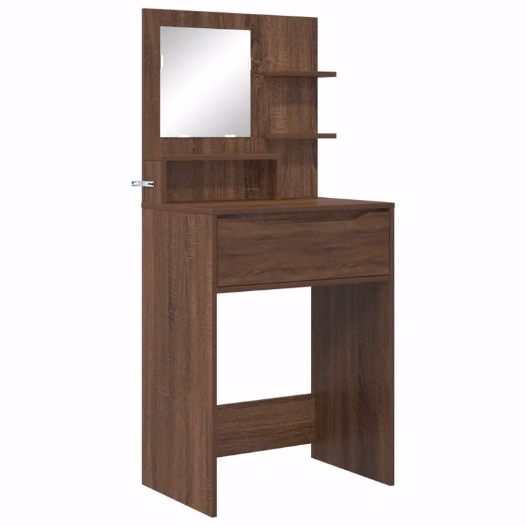 Mesa de tocador moderna vidaXL para dormitorio en color roble marrón, An/P/Al: 80 x 39,6 x 135 cm